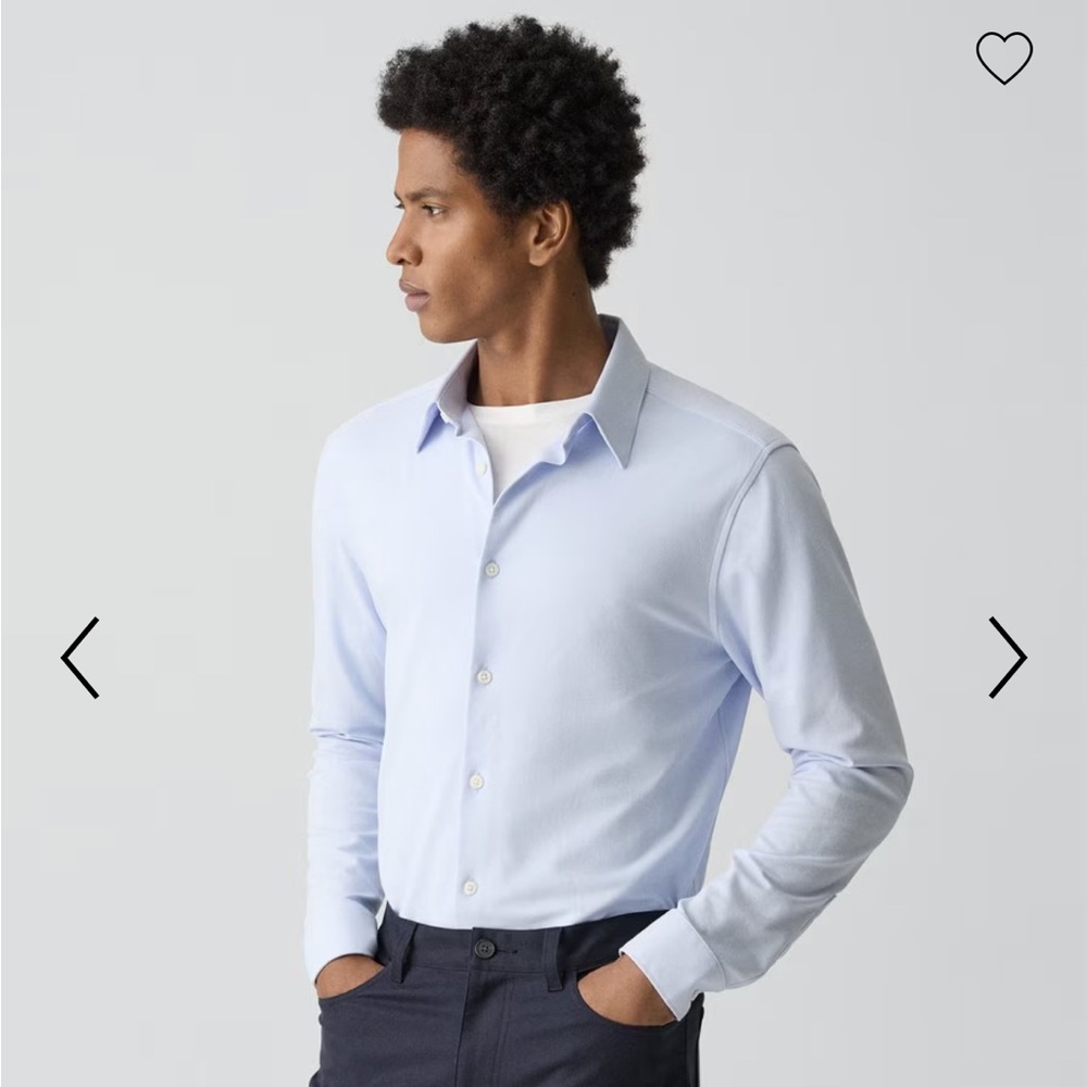 NWT Theory Blue‎ Poplin Light Button Down Shirt, Size XL